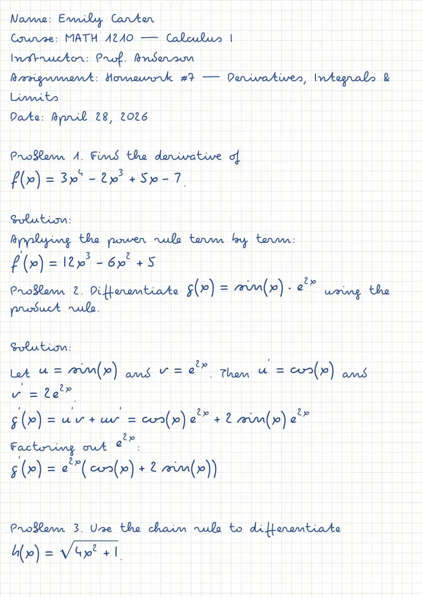 Handwritten math notes example – Page 1